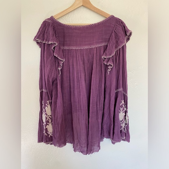 New Free People✨Rosewood Embroidered Tunic Blouse - Purple - Picture 3 of 5